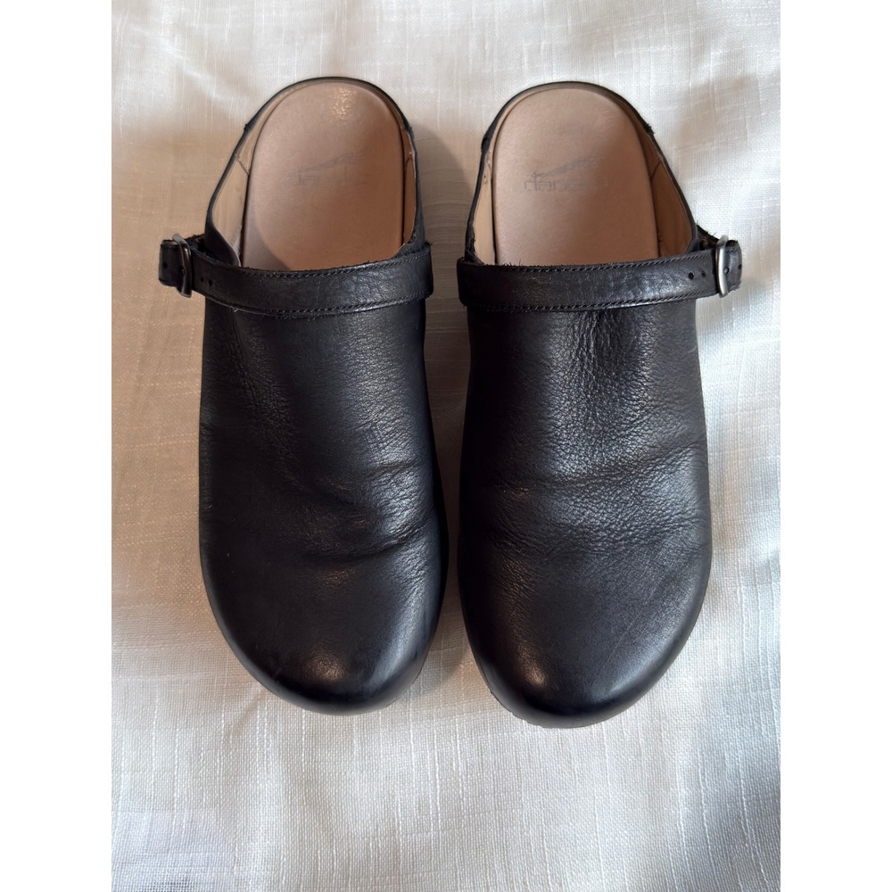 Dansko Black Leather Convertible Clog Slingback Shoes Womens 39 Comfort Medical